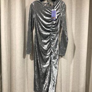 Future Collective Kahlana Barfield Brown grey velvet dress Medium New NWT